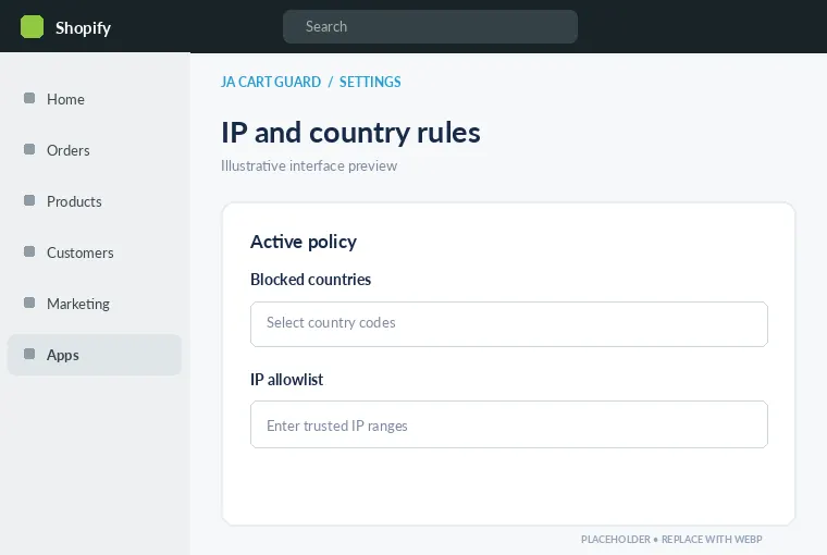 Country and IP restrictions settings